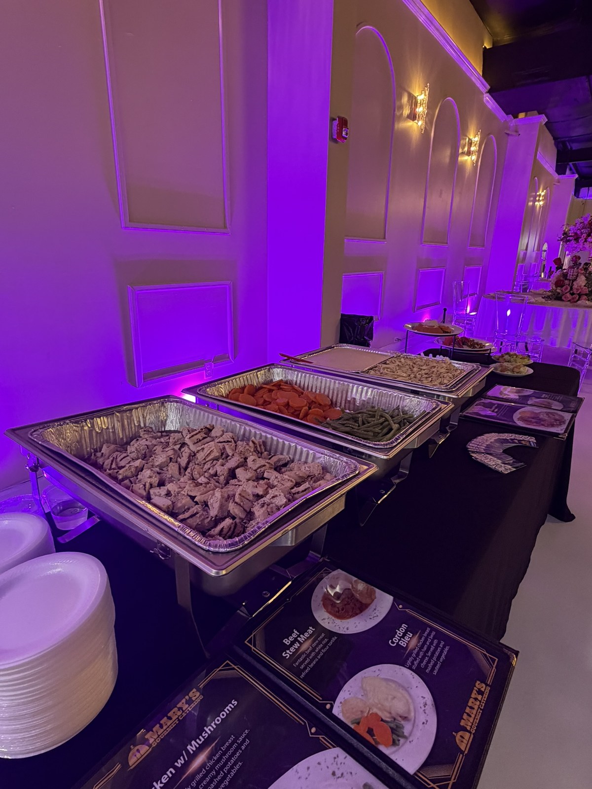Catering event buffet setup, Mary's Gourmet Catering